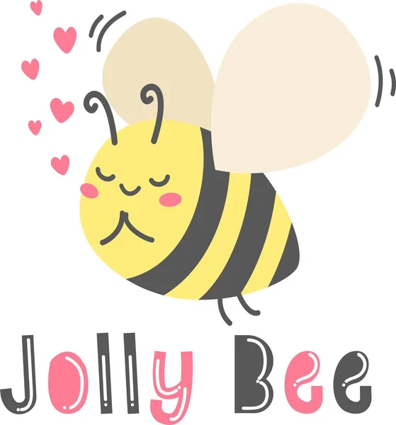 Vector Παιδική Απεικόνιση Λεζάντα Χαριτωμένο Στην Αγάπη Μέλισσα Μεταφέρουν Ένα — Διανυσματικό Αρχείο