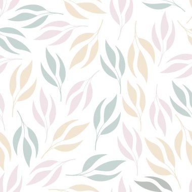 Kusursuz vektör deseni. Hassas renklerde yaprakların siluetleri 