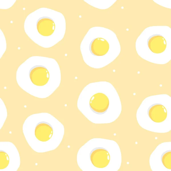 Patrón Vector Sin Fisuras Huevos Fritos Divertidos Comida Sobre Fondo — Vector de stock