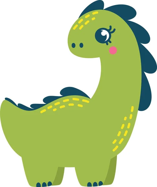 Симпатичная Векторная Иллюстрация Маленький Динозавр Симпатичный Брахиозавр — стоковый вектор