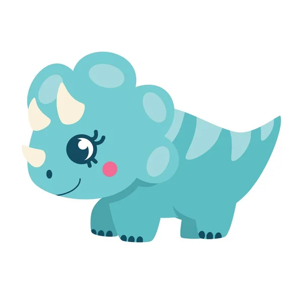 Cute Vector Illustration Little Baby Dinosaur Cute Triceratops — Stock Vector