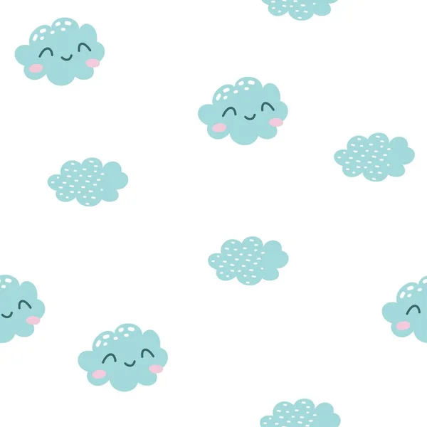 Nahtloses Vektormuster Nette Wolken Zarte Muster Für Kinderprodukte Und Textilien — Stockvektor
