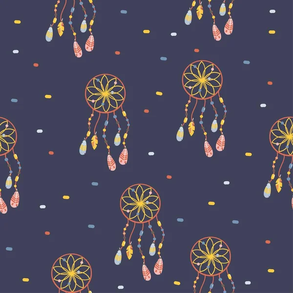 Seamless Vector Pattern Printing Products Colorful Dream Catcher Vector Illustration — Stock Vector