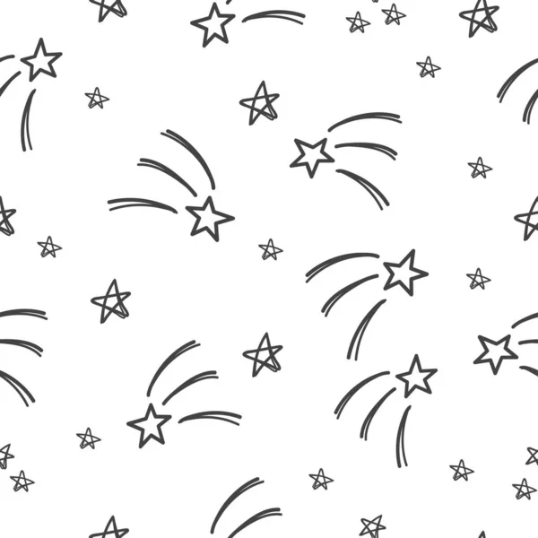 Nahtloses Vektormuster Niedliche Handgezeichnete Sterne Zeichnen Mit Filzstift Und Filzstift — Stockvektor