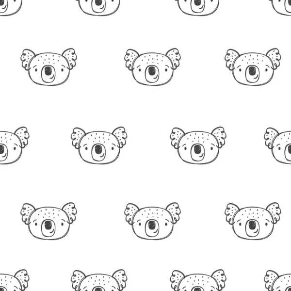Kusursuz vektör deseni. Koalanın sevimli yüzleri. İşaretli kalemle çizilmiş bir hayvan. Elle çizilmiş çocuklar. Vektör illüstrasyonu
