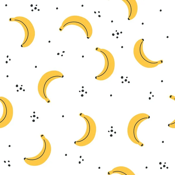 Patrón Vector Sin Fisuras Plátanos Amarillos Brillantes Puntos Negros Ilustración — Vector de stock