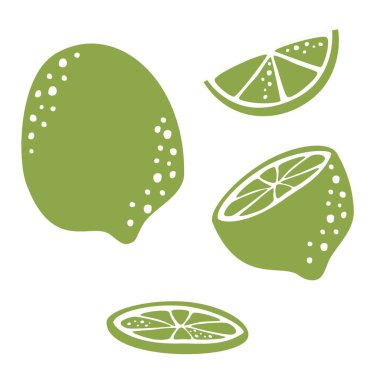 Limonlu sulu bir set. Dilimlenmiş, dilimlenmiş tam limon. Beyaz arkaplanda meyve