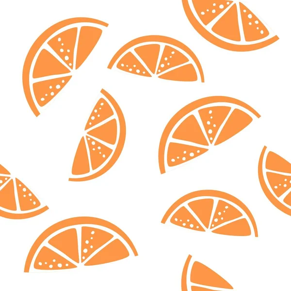 多汁矢量无缝图案 橘子片白色背景 产品印刷的夏季背景 矢量说明 — 图库矢量图片