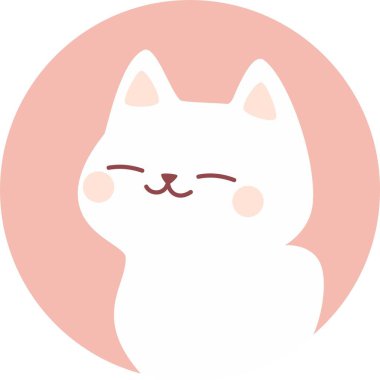 Vektör komik avatar. Minimalist tarzda şirin beyaz kediler. - Evet. Vektör illüstrasyonu