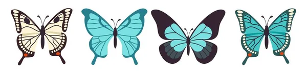 白い背景に昆虫のベクトルコレクション 異なる種の多色蝶 ベクトルイラスト — ストックベクタ
