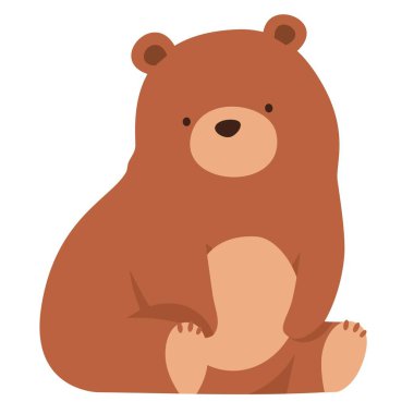 Düz vektör çizimi. Şirin bir kahverengi ayı. Beyaz arka planda çocuk resimleri. Vektör illüstrasyonu