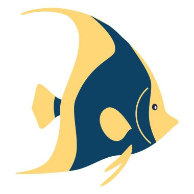 Beyaz arka planda sevimli kelebek balığı. Çocuk tarzında düz vektör çizimi. Vektör illüstrasyonu