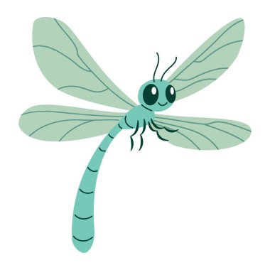 Beyaz arkaplanda düz vektör çizimi. Çocuk tarzında sevimli yusufçuk. Vektör illüstrasyonu