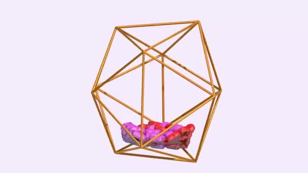 情人节的现代概念 红色和粉色的心脏呈透明的几何形状 3D动画 情人节的录像 — 图库视频影像