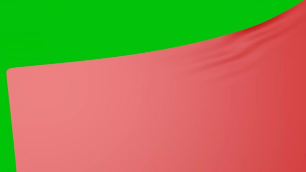 Tkanina Hedvábně Červená Závěs Roztažený Zelené Obrazovce Animace Látka Spadla — Stock video