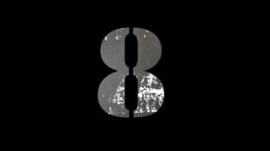 Vintage grunge geri sayımı 10 saniyeden 0 saniyeye düştü. Krom anahtar, siyah arkaplan