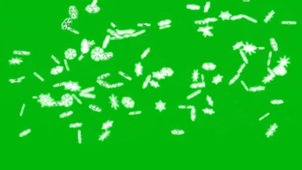 Fliegende Schneeflocken Auf Einem Grünen Bildschirm Weihnachts Und Neujahrseffekte Für — Stockvideo