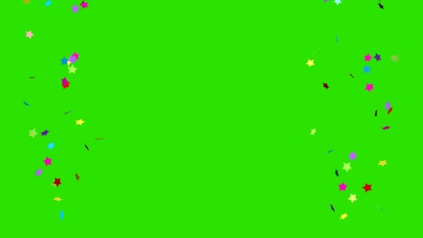 Kolorowe Konfetti Wznosi Się Dwóch Stron Tle Zielonego Ekranu Animacja — Wideo stockowe