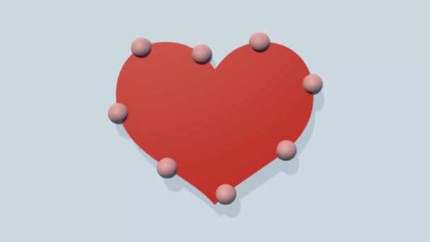 庆祝情人节或婚礼的背景 视频明信片 红心与珠子在身边 3D节庆动画 — 图库视频影像