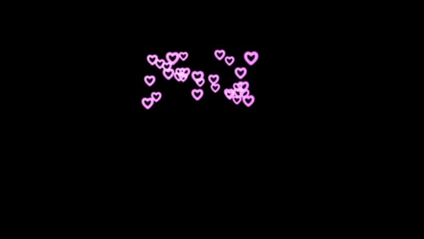 Stream Hearts Black Background Animation Video Valentine Day Video Background — Stock Video