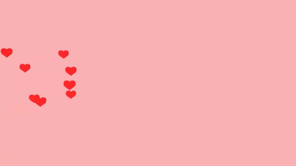 ピンクの背景に赤い小さな心の動き 祭りの背景 バレンタインデーの背景 — ストック動画