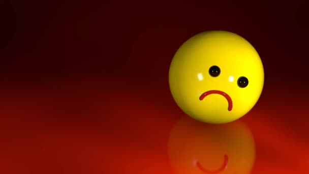 Sorglig Emoticon Mörkröd Bakgrund Med Plats För Text Begreppet Depression — Stockvideo