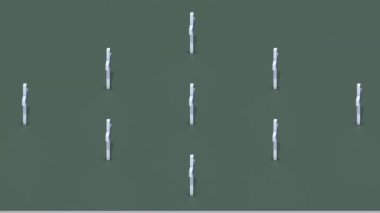 White crosses on a dark green background. Background for Halloween or for Memorial Day. Religious concept. 3D animation. All Saints Day