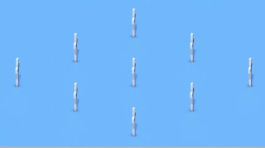 White crosses on a blue background. Background for Halloween or for Memorial Day. Religious concept. 3D animation. All Saints Day