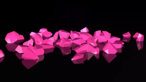 Pink Heart Broken Black Background Concept Valentine Day Relationships Love — 图库视频影像