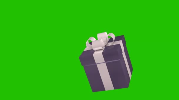 Ένα Όμορφο Κουτί Δώρου Ανοίγει Animation Μια Πράσινη Οθόνη Διακοπές — Αρχείο Βίντεο