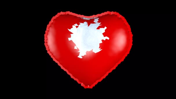 Красное Сердце Замерзает Покрыто Льдом День Святого Валентина — стоковое видео