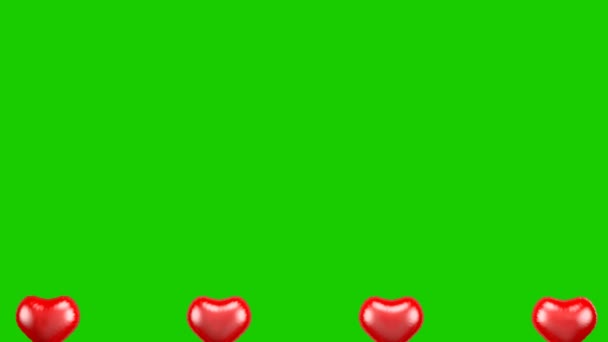 Red Hearts Balloons Pop Green Screen Animation Valentine Day February — Stock videók
