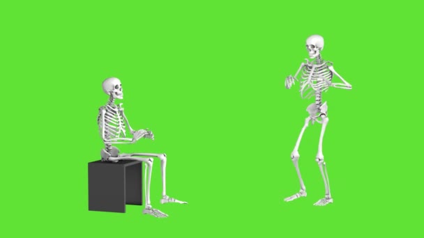 Танці Плескання Скелетів Зеленому Екрані Анімація Хелловін День Усіх Святих — стокове відео