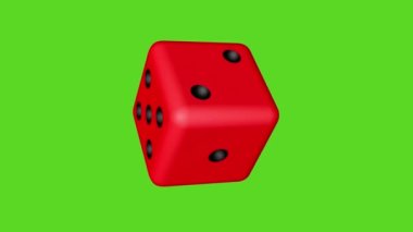 The dice is spinning on the green screen. 3D animation