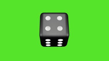 The dice is spinning on the green screen. 3D animation