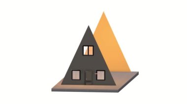 Dark tiny house, 3D animation. Real estate and mortgage concept.