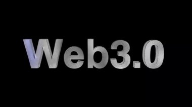 Web 3.0 metin, 3D animasyon. İnternet ve yeni teknolojiler kavramı.