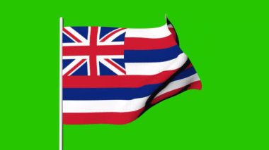 Animation of the flag of the state of Hawaii on a green screen. 3D animation