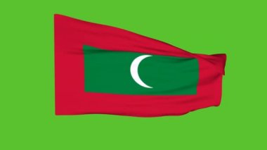 Flag of Maldives on a green screen. 3D animation.