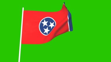 Animation of the Tennessee state flag on a green screen. 3D animation