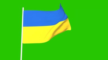 Ukraine flag on a green background. 3D animation. Ukrainian support.