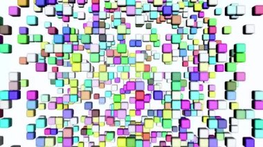 Rounded colorful cubic figures  , 3D animation. Abstract fancy background, intro.