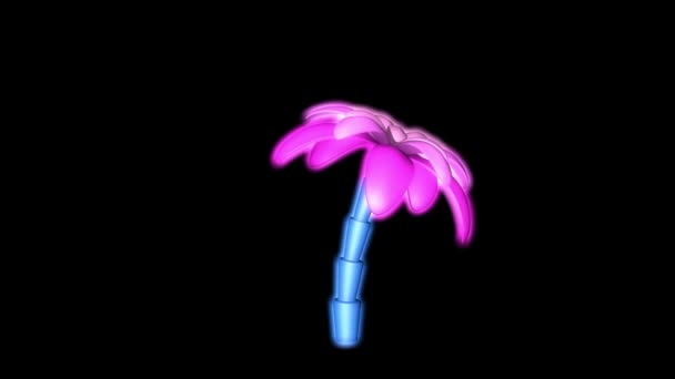 Appearance Two Neon Palm Trees Animation Palm Trees Isolated Black — Vídeo de stock