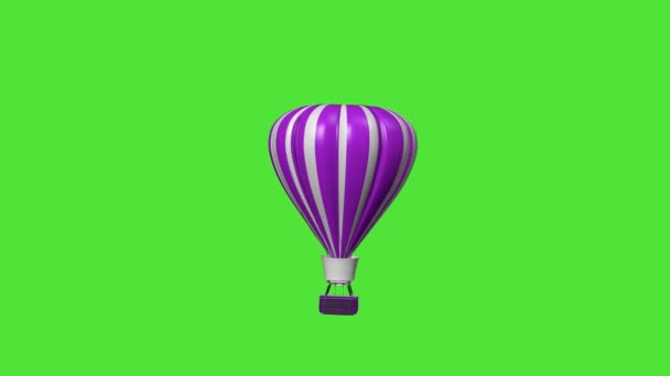 Animation Hot Air Balloon Takes Background Green Screen Travel Vacation — Video Stock