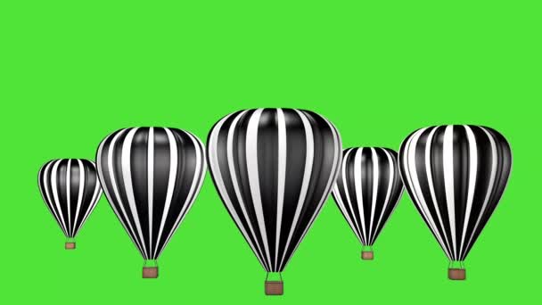 Animation Hot Air Balloons Takes Background Green Screen Travel Vacation — Stok Video