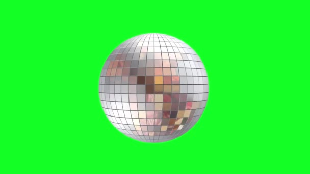 Seamless Loop Animation Silver Disco Ball Isolated Green Background Chroma — Wideo stockowe