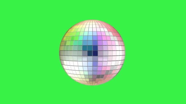 Seamless Loop Animation Coloful Disco Ball Isolated Green Background Chroma — Stockvideo