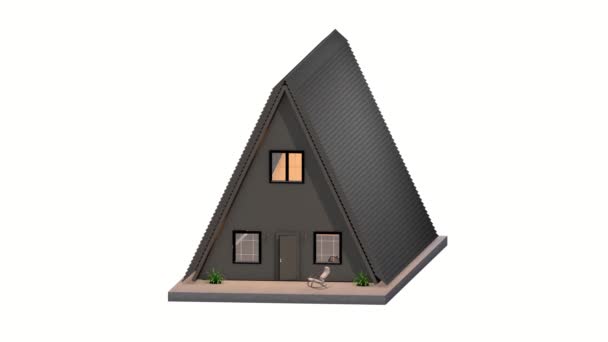 Dark Tiny House Animation Real Estate Mortgage Concept — Wideo stockowe