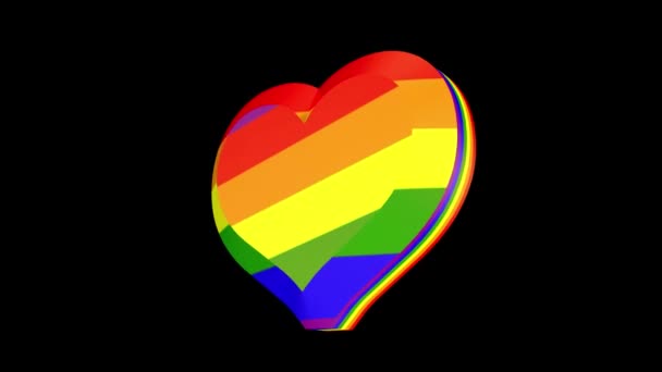 Gökkuşağı Renginde Yakın Plan Kalp Lgbt Bayrağı Boyutlu Canlandırma — Stok video