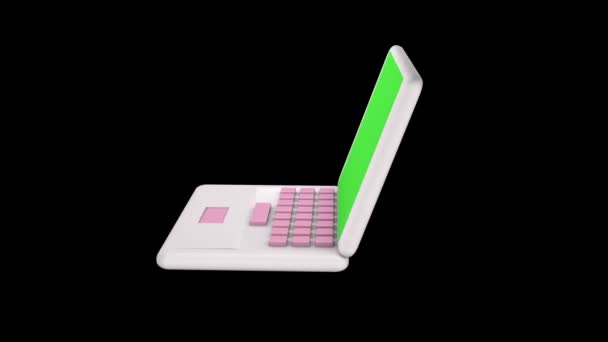 Animacja Laptopa Tle Klucza Chromatycznego Animacja — Wideo stockowe